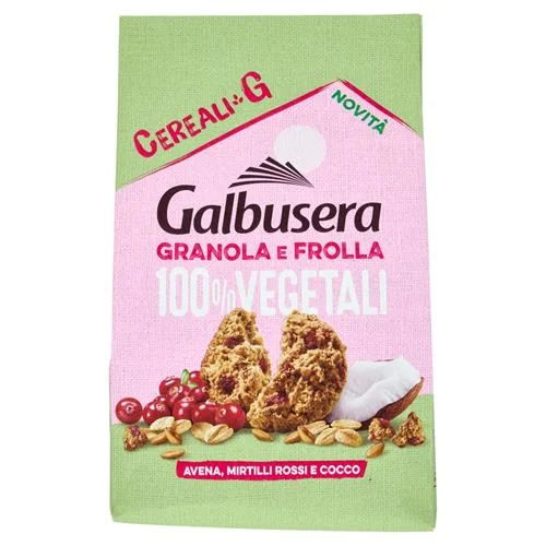 Овесени бисквити Galbusera с червени боровинки и кокос 280 г