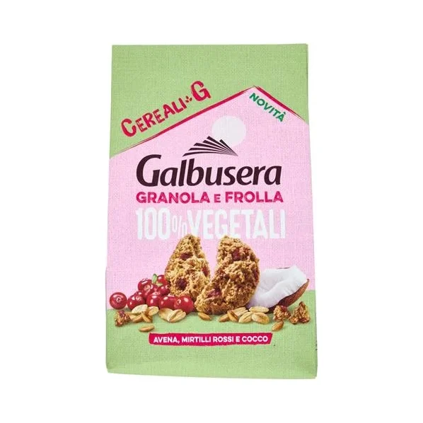 Овесени бисквити Galbusera с червени боровинки и кокос 280 г - Galbusera
