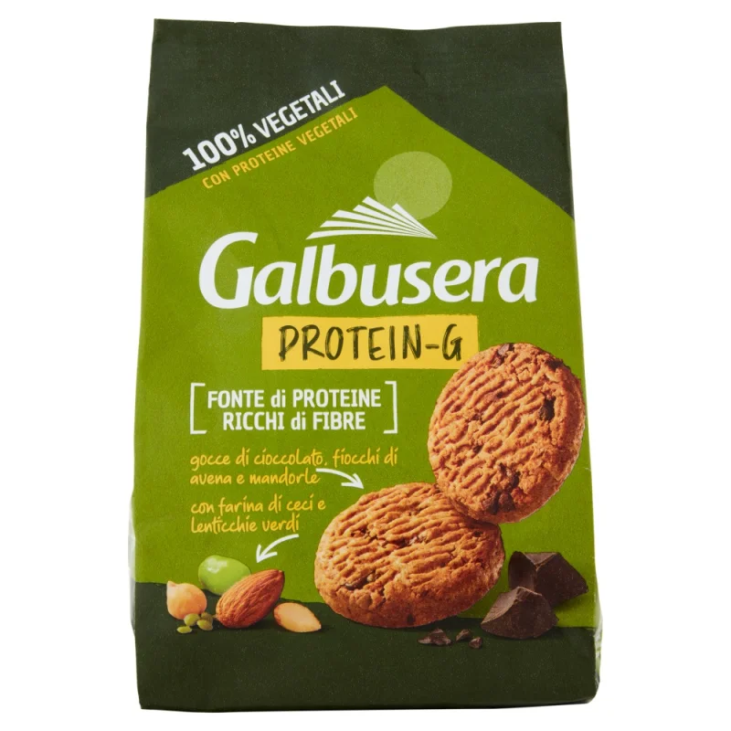 Овесени бисквити Galbusera Protein-G с бадем, шоколад и соеви зърна 280 г