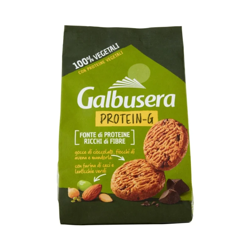 Овесени бисквити Galbusera Protein-G с бадем, шоколад и соеви зърна 280 г - Galbusera