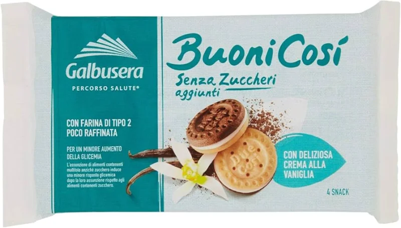 Какаови бисквити Galbusera Buoni Cosi 160 г с ванилов крем