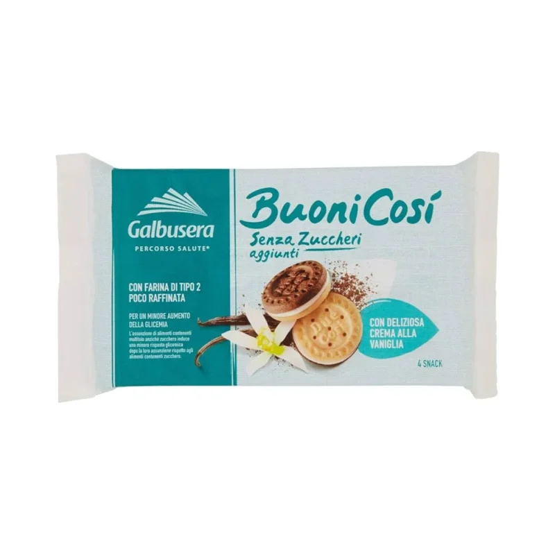Какаови бисквити Galbusera Buoni Cosi 160 г с ванилов крем - Galbusera