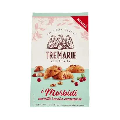 Меки бисквити Tre Marie Morbidi с червени боровинки и бадеми 300 г - Galbusera