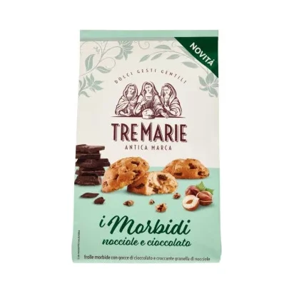 Меки бисквити Tre Marie Morbidi с лешници и шоколад 300 г - Galbusera