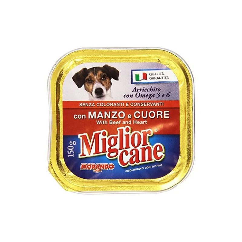 Пастет за кучета Miglior Cane MANZOeCUORE /телешко и сърца/ 150 г