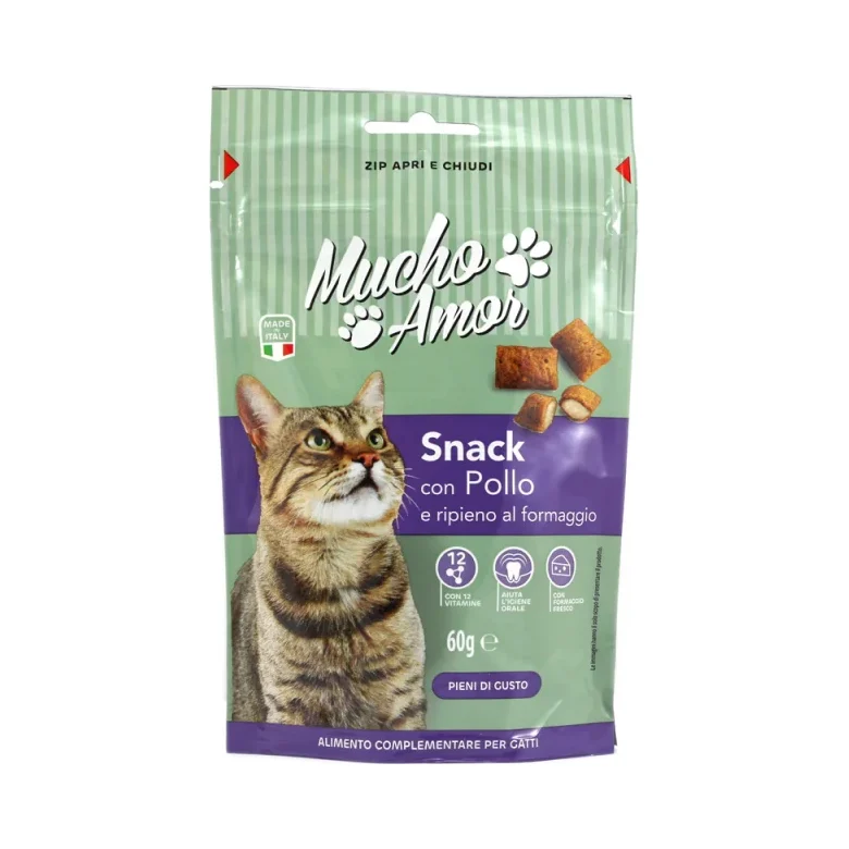 Снакс за котки Mucho Amor Snack с пиле и сирене, 60 г - Mucho Amor
