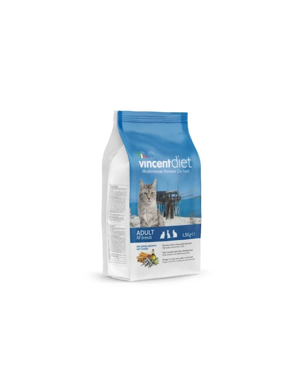 Храна за котки на диета с риба Vincent Diet 1.5 кг