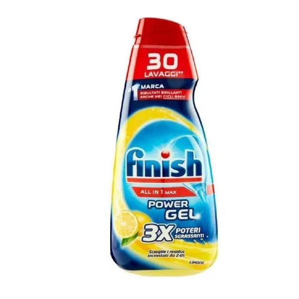 Препарат-гел за съдомиялна Finish Power All In 1 Limone, 30 измивания, 600 мл