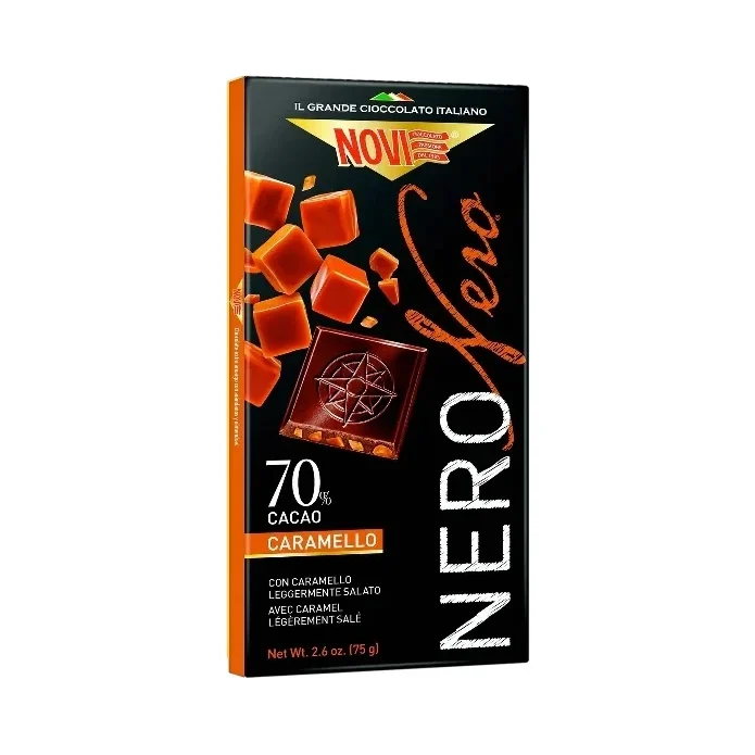 Черен шоколад Novi неро 70% какао,солен карамел 75г