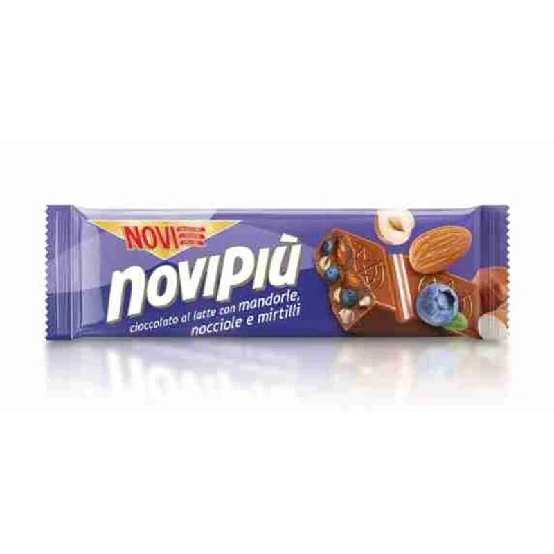Шоколадово барче Novi с бадем,лешници и боровинки 28г
