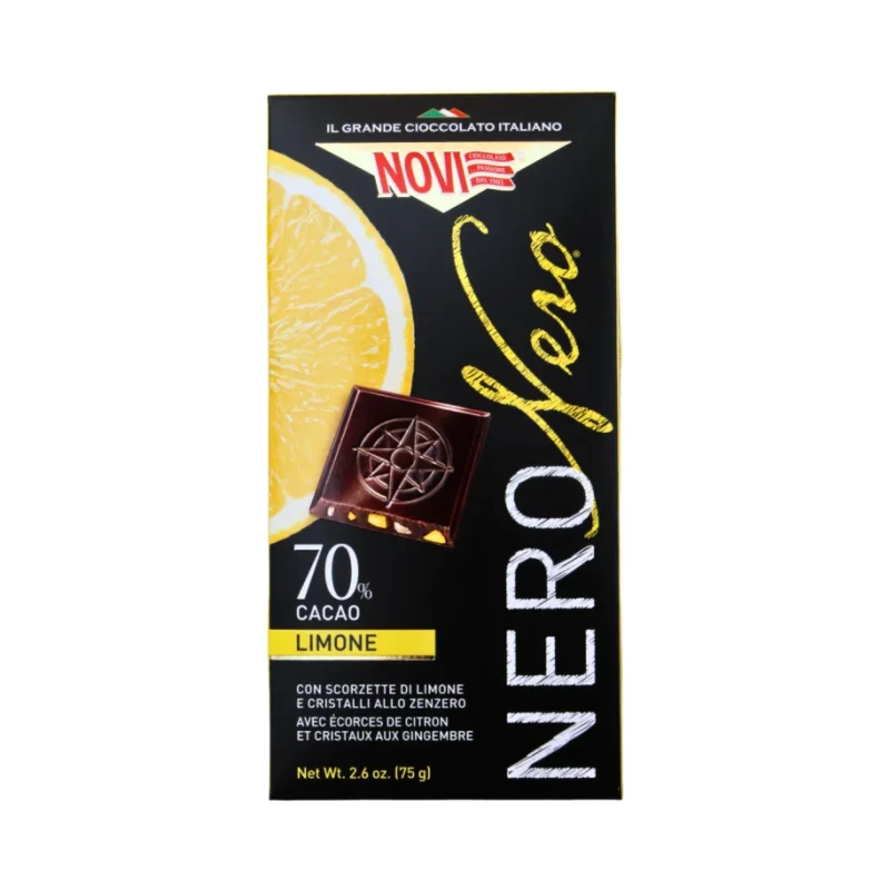 Черен шоколад Novi Nero 70% какао с лимон и джинджифил 75 г