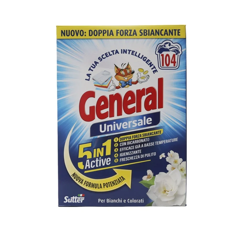 Прах за пране General Universal 5 в 1 кутия, 104 пранета, 4.68 кг