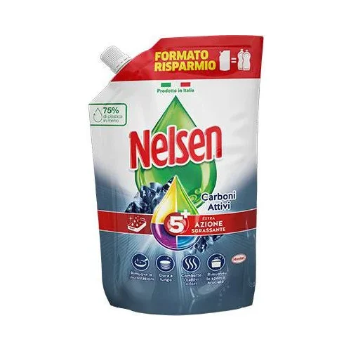 Препарат за съдове Nelsen с активен въглен 1.65 л, пълнител