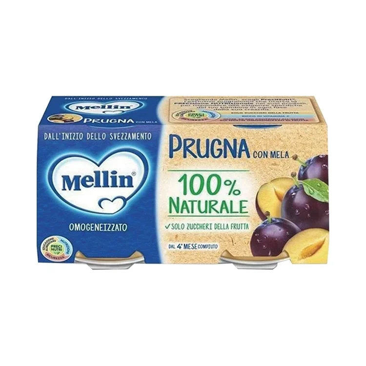 Плодово пюре Mellin Prugna Mela /сливи с ябълка/, 2 X 100г