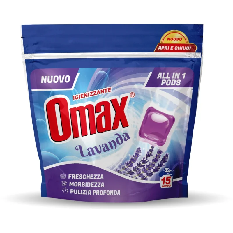 Капсули за пране Omax All In 1 лавандула, 15 бр