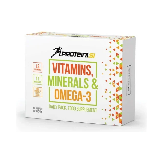 Vitamins, Minerals & Omega-3 - Мултивитамини + Омега, Разфасовка 30 tabs + 30 caps - Proteini.SI