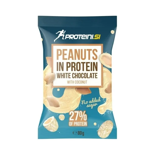 Peanuts In Protein White Chocolate - Фъстъци В Протеинов Шоколад, Разфасовка 80g - Proteini.SI