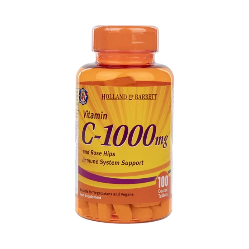Vitamin C 1000 mg / with Rose Hips & Bioflavonoids / 100 каплети - Holland And Barrett