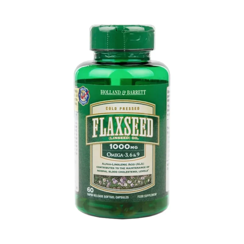 Flaxseed Linseed Oil 1000 mg / Omega 3-6-9 / 60 Гел капсули, 60 дози - Holland And Barrett