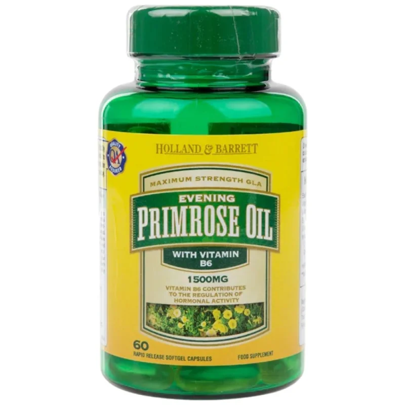 Evening Primrose Oil 1500 mg | Plus Vitamin B6 / 60 капсули, 60 дози