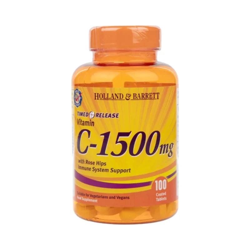 Vitamin C with Rose Hips 1500 mg | Timed Release / 100 Таблетки, 100 дози - Holland And Barrett