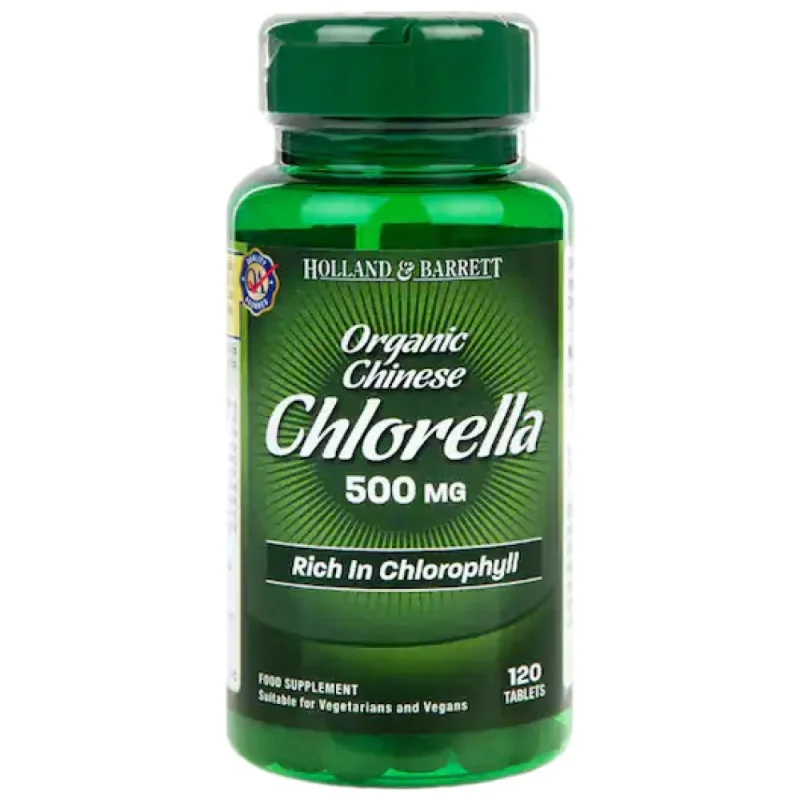 Chlorella 500 mg / Organic Chinese / 120 Таблетки, 20 дози