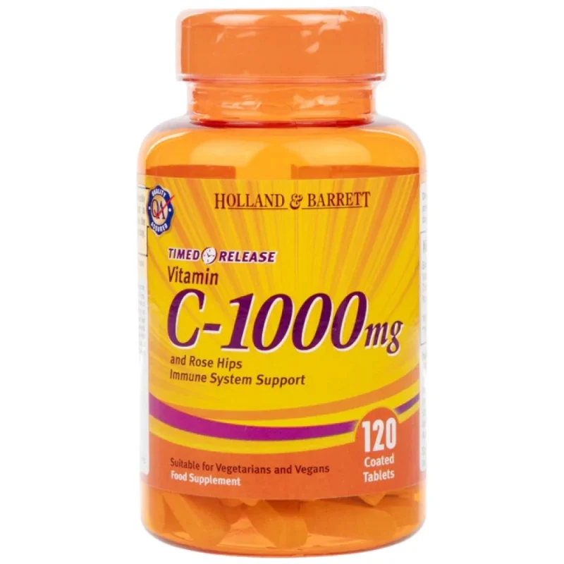 Vitamin C Timed Release 1000 mg | With Rose Hips / 120 Таблетки, 120 дози