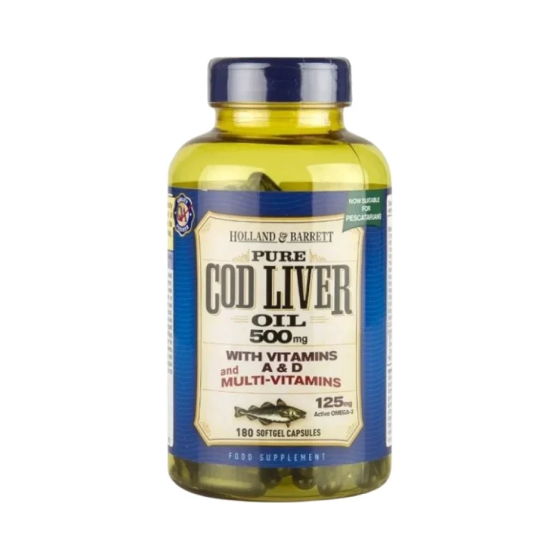 Cod Liver Oil 500 mg | With Multi Vitamins / 180 Гел капсули, 180 дози - Holland And Barrett