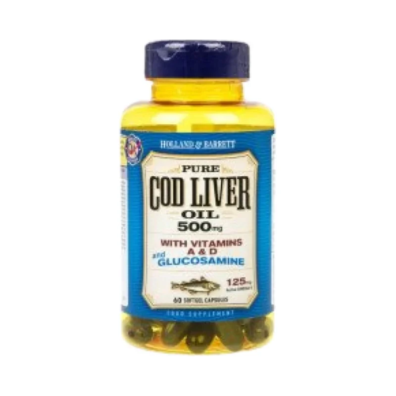 Cod Liver Oil 500 mg | With Glucosamine / 60 капсули, 60 дози - Holland And Barrett