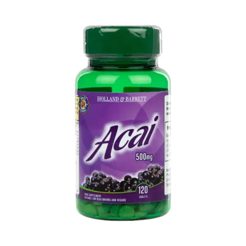 Acai Berry 500 mg / 120 Таблетки, 120 дози - Holland And Barrett
