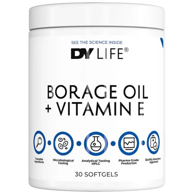 DY Life Borage Oil + Vitamin E (30 дози) / 30 Гел капсули
