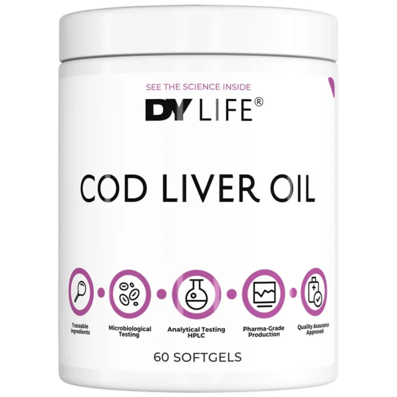 DY Life Cod Liver Oil 408.8 mg | with Vitamin A & D3 (60 дози) / 60 Гел капсули