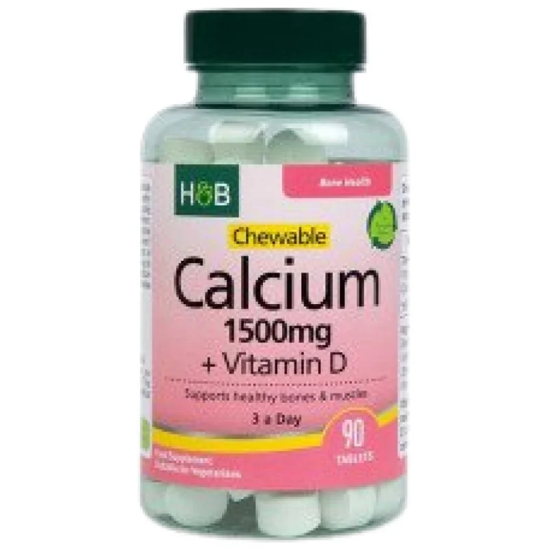 Chewable Calcium 1500 mg + Vitamin D / 90 Дъвчащи таблетки, 30 дози
