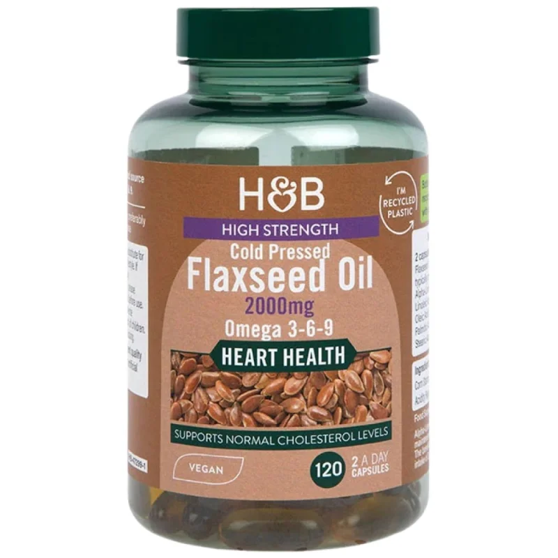 High Strength Cold Pressed | Flaxseed Oil 2000 mg / 120 капсули, 60 дози