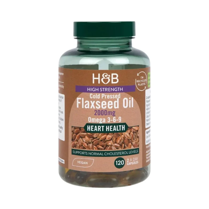 High Strength Cold Pressed | Flaxseed Oil 2000 mg / 120 капсули, 60 дози - Holland And Barrett