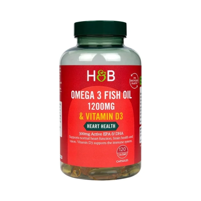 Omega 3 Fish Oil 1200 mg & Vitamin D3 / 120 Гел капсули, 120 дози - Holland And Barrett