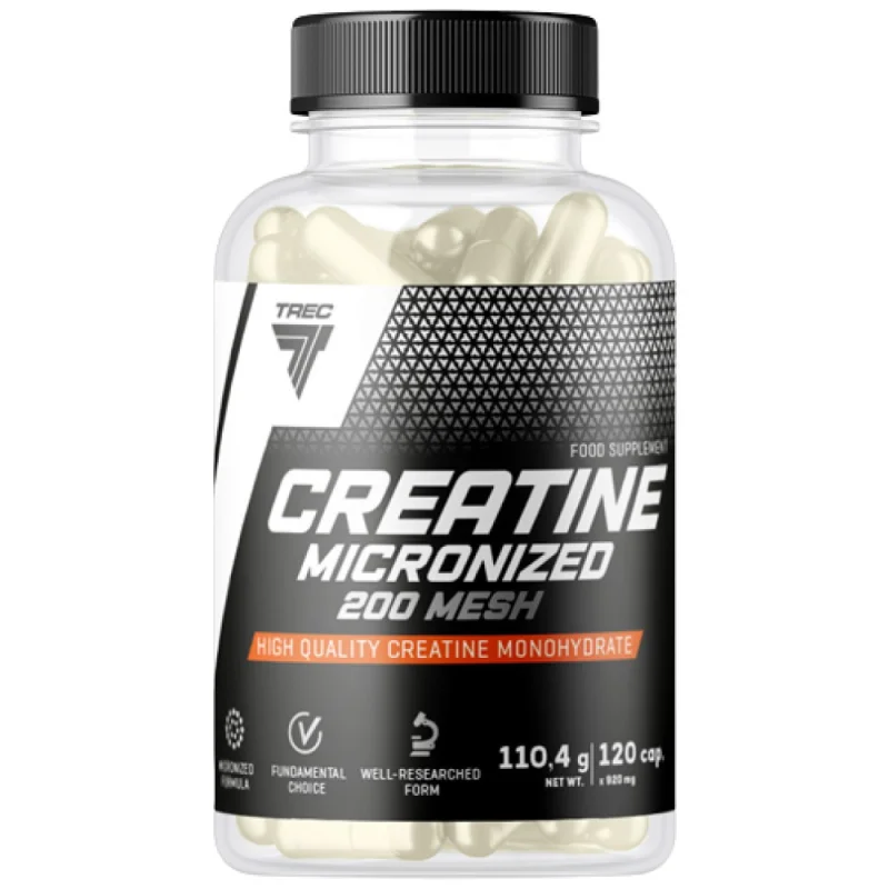 Creatine Micronized 200 Mesh | High Quality Creatine Monohydrate Caps / 120 капсули, 20 дози