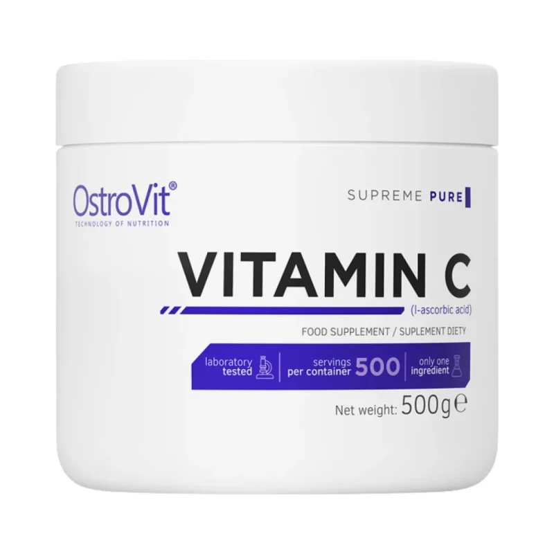 100% Vitamin C Powder / 500 грама, 500 дози - OstroVit