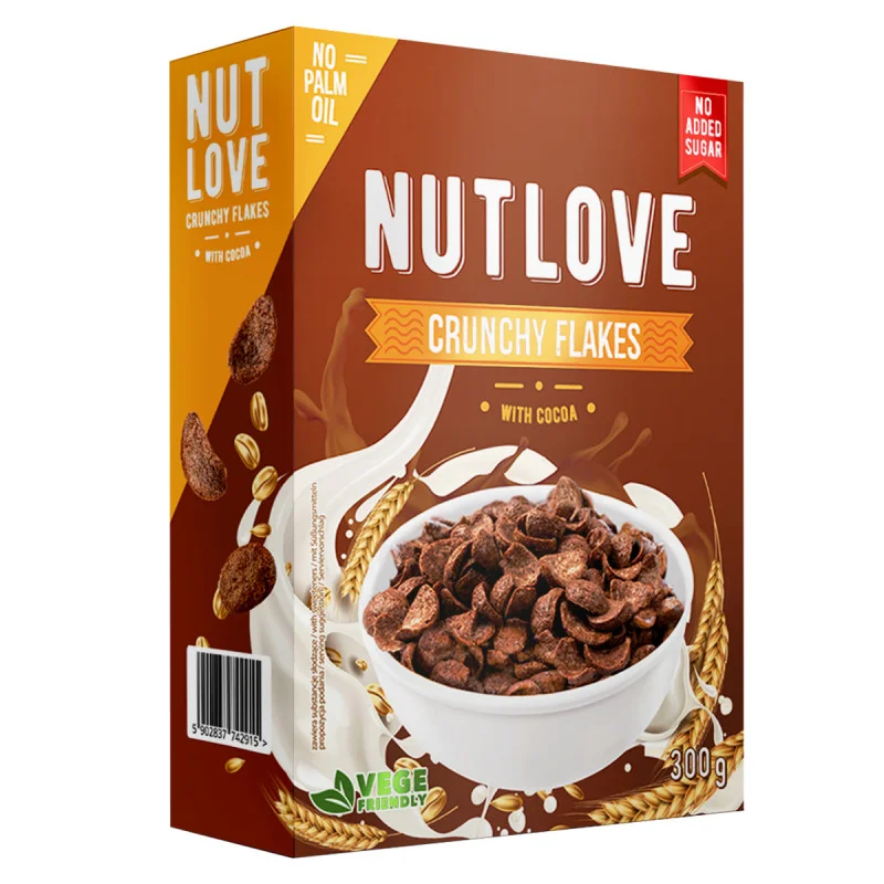 NutLove Crunchy Flakes with Cocoa - Диетичен Корнфлейкс, Разфасовка 300g