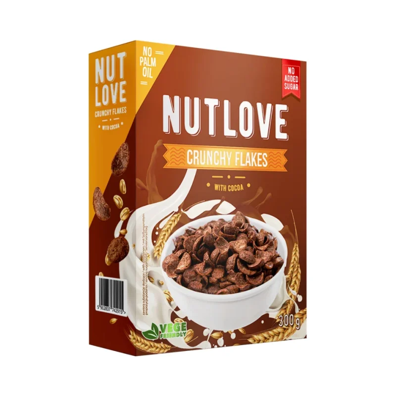 NutLove Crunchy Flakes with Cocoa - Диетичен Корнфлейкс, Разфасовка 300g - Allnutrition