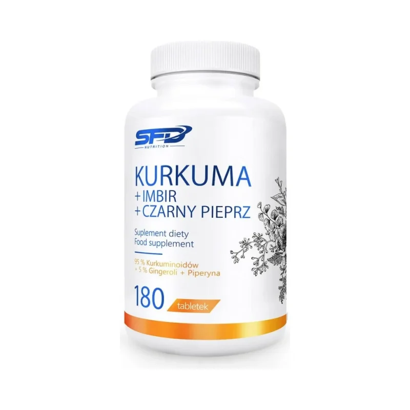 Curcumin + Ginger + Piperine - Куркумин + Джинджифил + Пиперин, Разфасовка 180 tabs - SFD