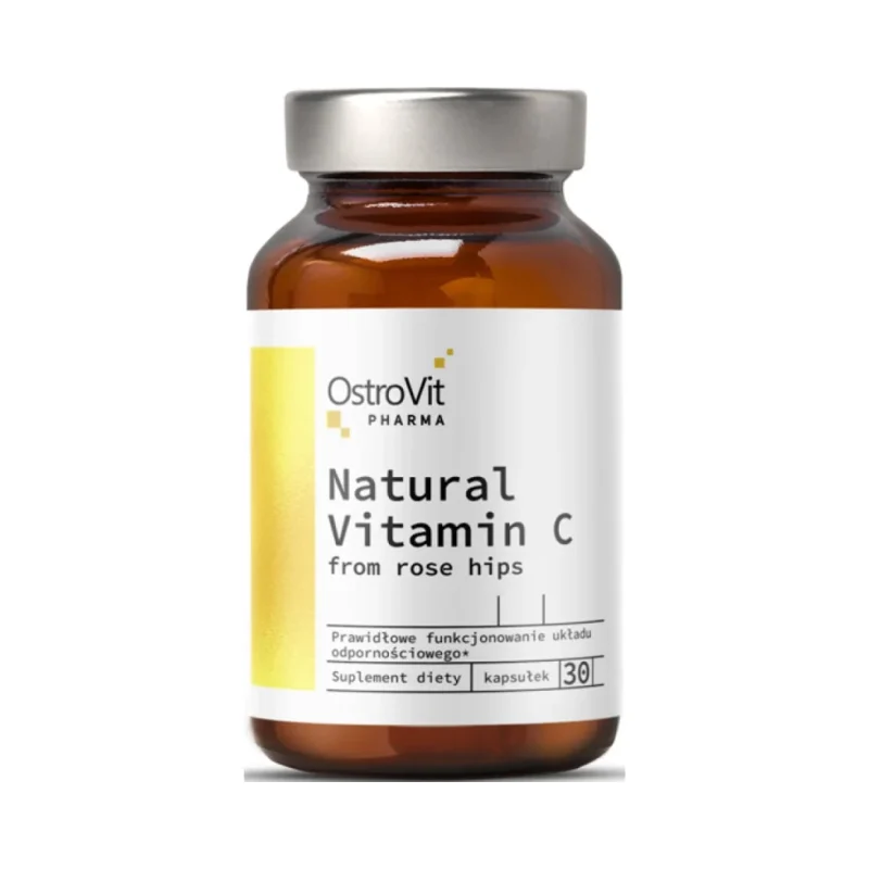 Natural Vitamin C 1000 mg / from Rose Hips / 30 капсули, 30 дози - OstroVit