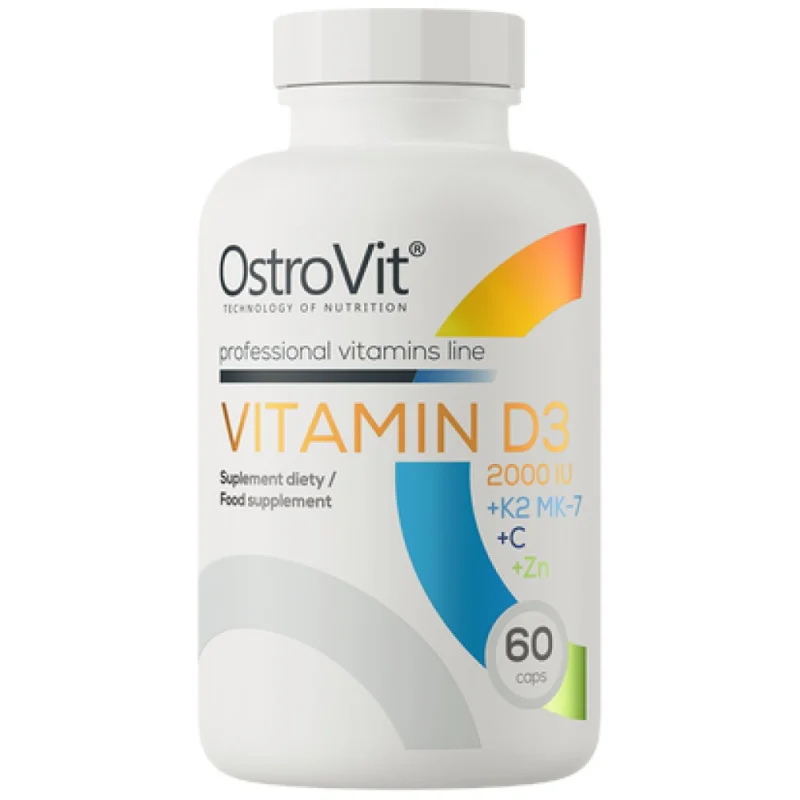 Vitamin D3 2000 + K2 MK-7 / + Vitamin C + Zinc / 60 капсули, 60 дози