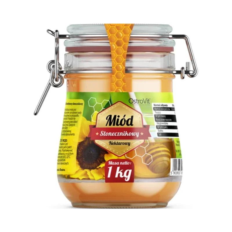 Natural Sunflower Honey / Натурален слънчогледов пчелен мед / 1000 грама - OstroVit