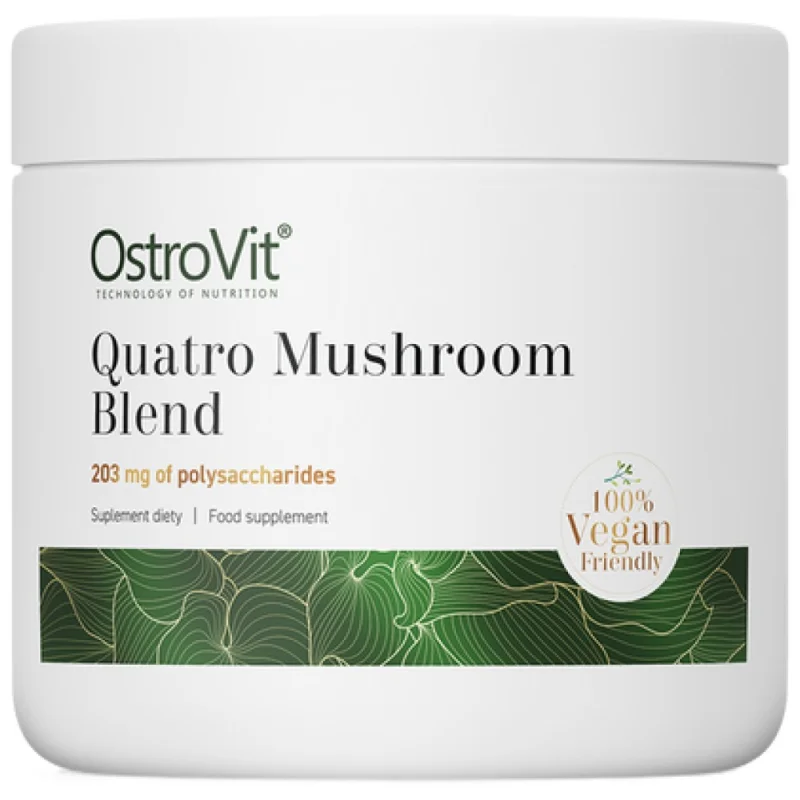 Quatro Mushroom Blend Powder | Lion's Mane ~ Reishi ~ Cordyceps ~ Chaga / 100 грама, 185 дози