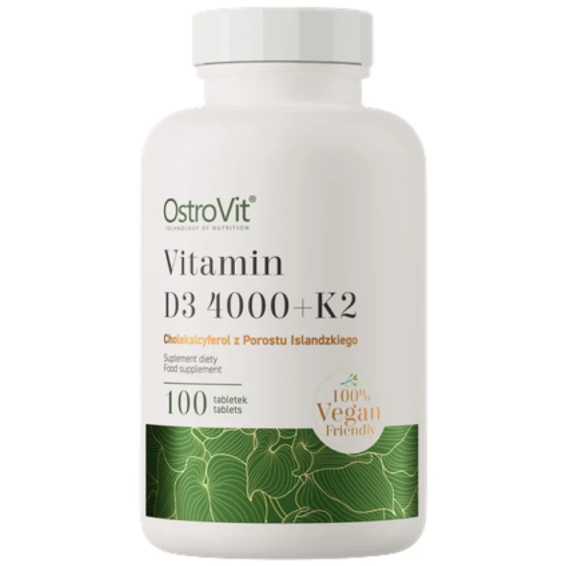 Vitamin D3 4000 IU + K2 100 mcg | Vege (100 дози) / 100 Таблетки