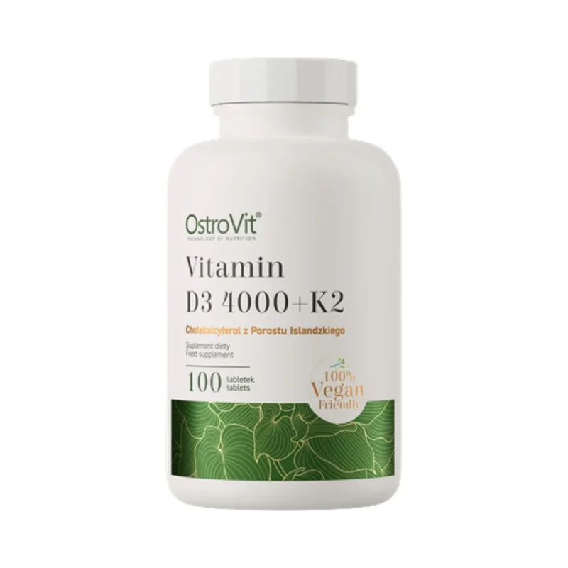 Vitamin D3 4000 IU + K2 100 mcg | Vege (100 дози) / 100 Таблетки - OstroVit