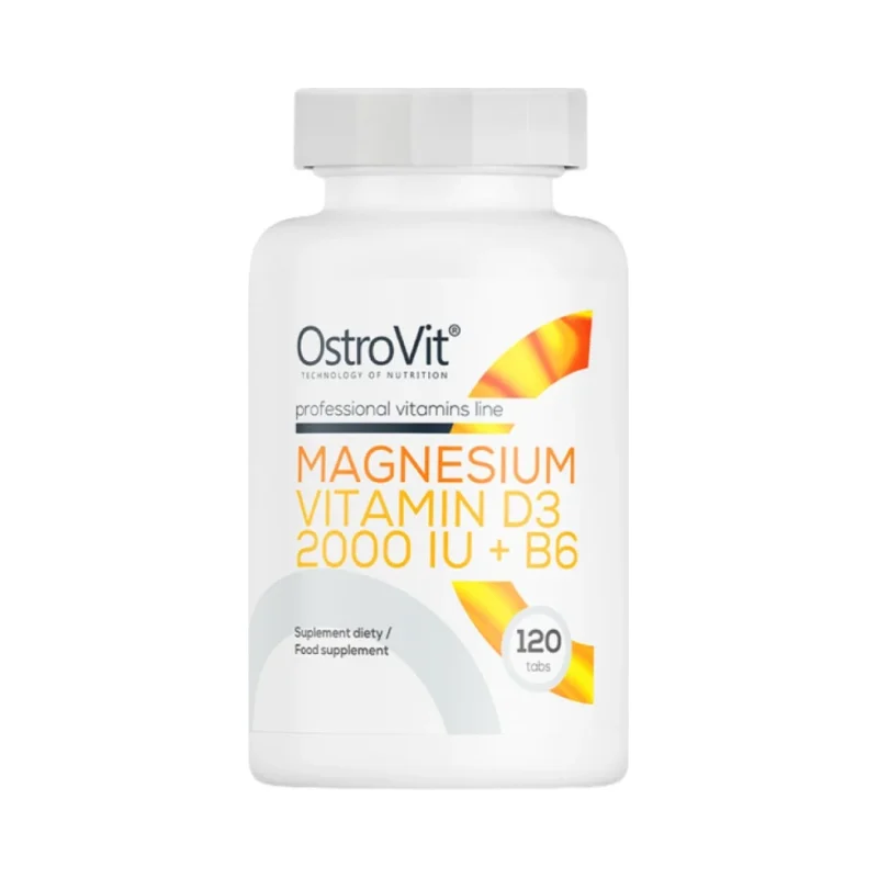 Magnesium + Vitamin D3 2000 IU + B6 / 120 Таблетки, 60 дози - OstroVit