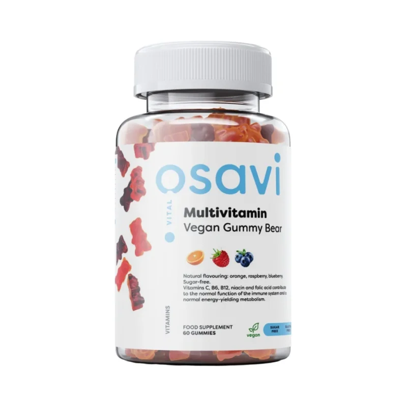 Multivitamin Vegan Gummy Bear | Orange, Raspberry, Blueberry / 60 желирани бонбони - Osavi