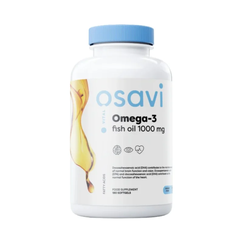 Omega 3 Fish Oil 1000 mg / Lemon Flavor / 180 Гел капсули, 90 дози - Osavi
